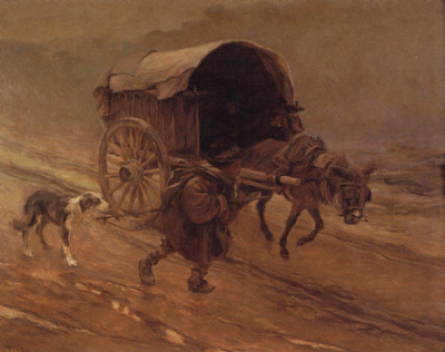 Viajeros en un camino lluvioso de Nicollás Alpériz.jpg