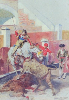 Arturo Michelena Picador con toro y monosabio.jpg