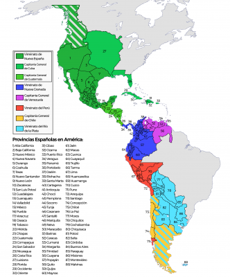 Mapa de América Españala en 1800 y sus Provincias.png