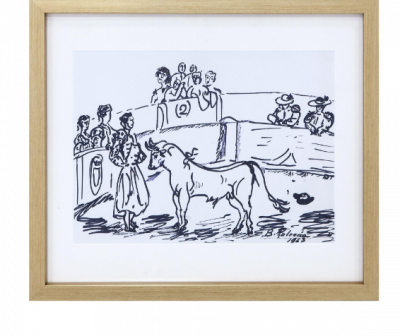 Benjamín Palencia, Corrida de toros, tendido 2, rotulador sobre papel.png