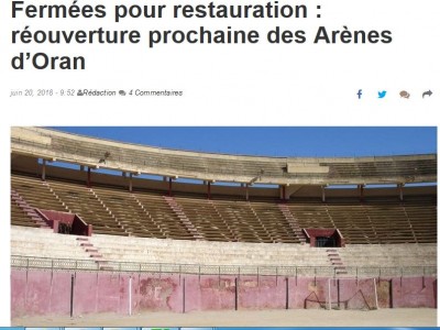Arenes de Oran Plaza de toros de Orán Argelia Reconstrucción noticia 2018.JPG
