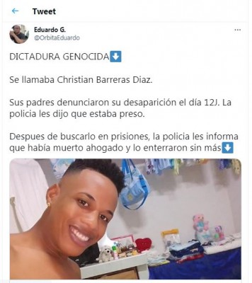 Christian Barreras Diaz joven padre cubano asesinado represión.JPG
