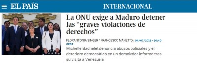 Demoledor informe de bachelet El País.JPG