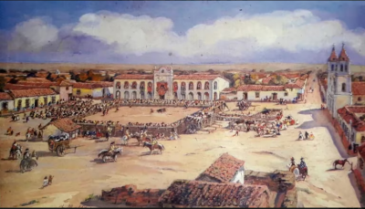 José Ingenieros Corrida en la plaza Mayor Siglo XVII de la pintora Leonie Matthis.png