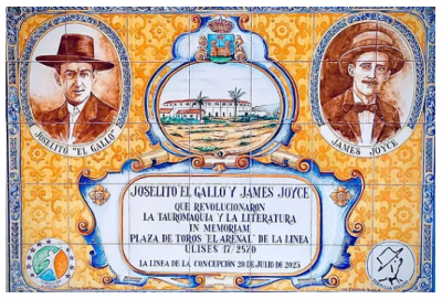 Joselito el Gallo y James Joyce azulejo El Mundo en La Línea.png