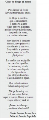 3 28 de julio Tal día como hoy nació la poetisa Gloria Fuertes en Madrid Poema Cómo se dibuja un torero.jpg