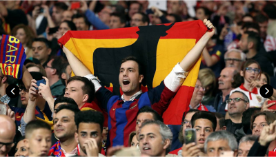 Aficionado FC Barcelona bandera con toro final Copa del Rey.PNG