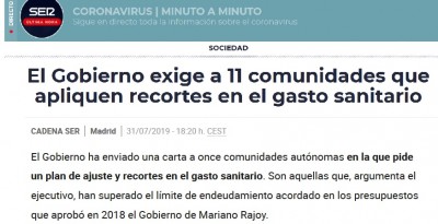 El gobierno Sanchez exige recortes en Sanidad 2019.jpg