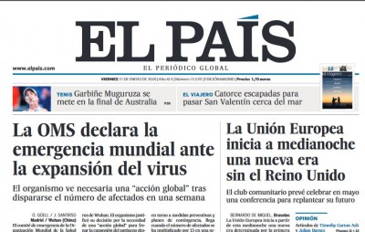 31 ENE El País La OMS declara la emergencia mundial.JPG