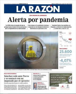 25 feb La Razón Alerta por pandemia.jpg