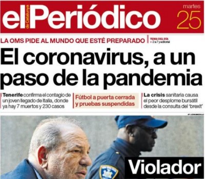 25 feb El Periodico Coronavirus a un paso de la pandemia.JPG