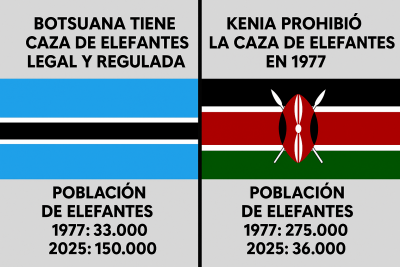 Botswana y Kenia población de elefantes Caza.png