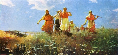 Andrei Andréievich Mylnikov En los campos apacibles. 1950 Premio de la USSR  1951.jpg