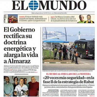 Sábado 15 de agosto Portada El Mundo Marrueco blinda su frontera.jpg