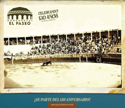 Plaza de toros Monumental el Paseo Cartel 130 años.jpg